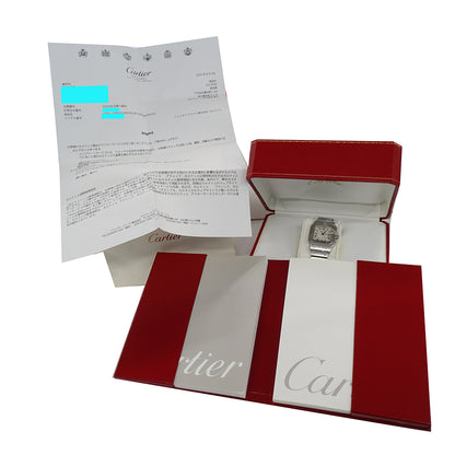 Cartier カルティエ サントスガルベ LM W20018D6 メンズ 腕時計 デイト クオーツ QZ ステンレス SS シルバー アイボリー 磨き済み 【中古】