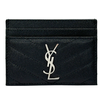 SAINT LAURENT サンローラン カードケース ブラック シルバー レザー レディース メンズ 【中古】