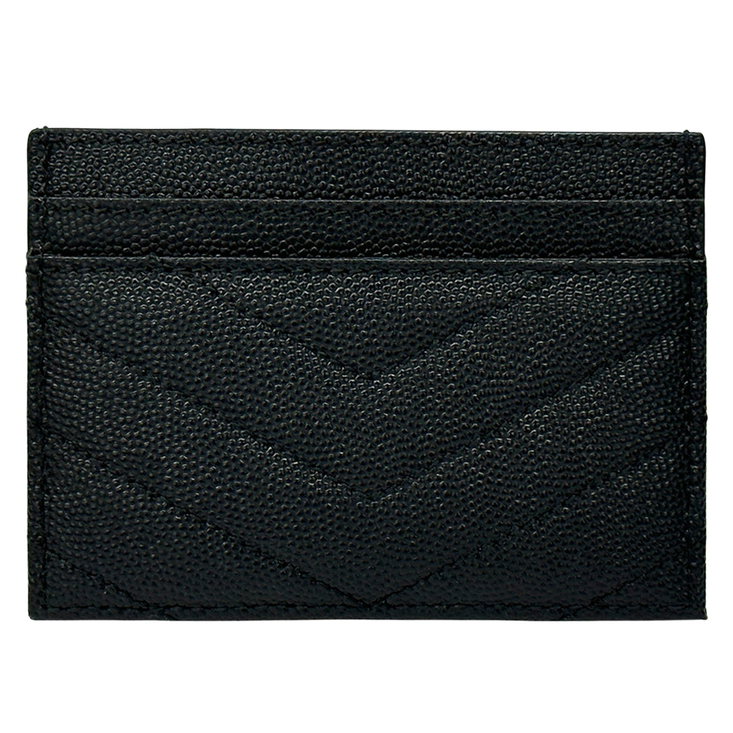 SAINT LAURENT サンローラン カードケース ブラック シルバー レザー レディース メンズ 【中古】