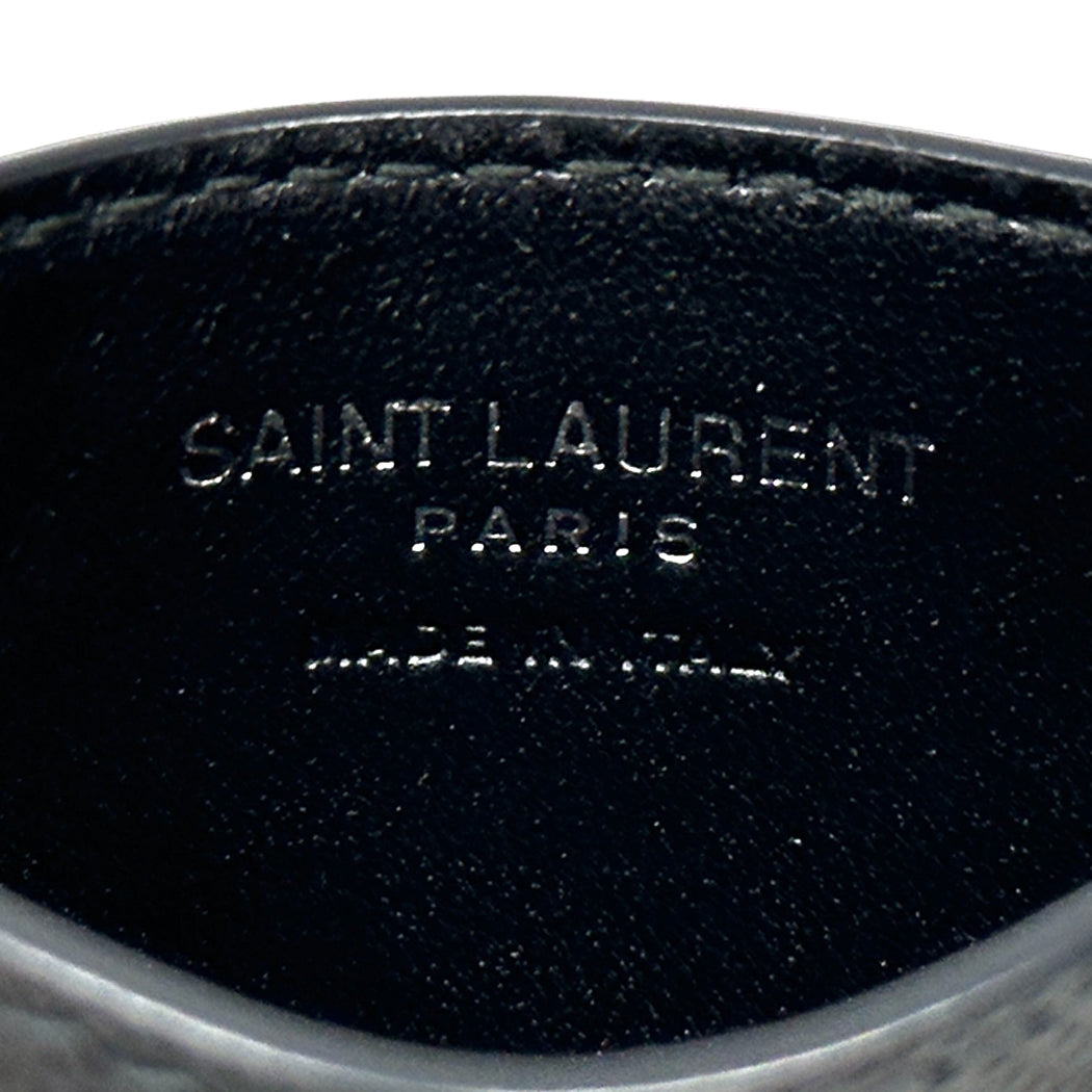 SAINT LAURENT サンローラン カードケース ブラック シルバー レザー レディース メンズ 【中古】