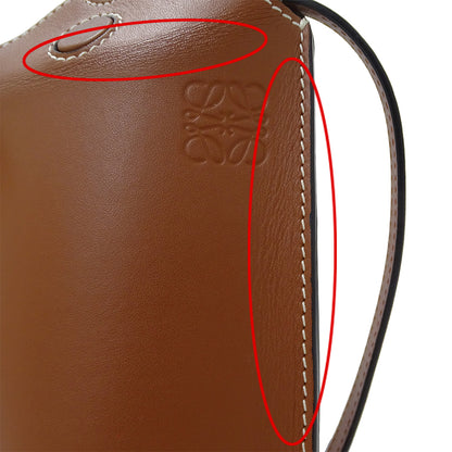 LOEWE ロエベ ゲートポケット ショルダーバッグ アナグラム ブラウン レザー レディース 【中古】