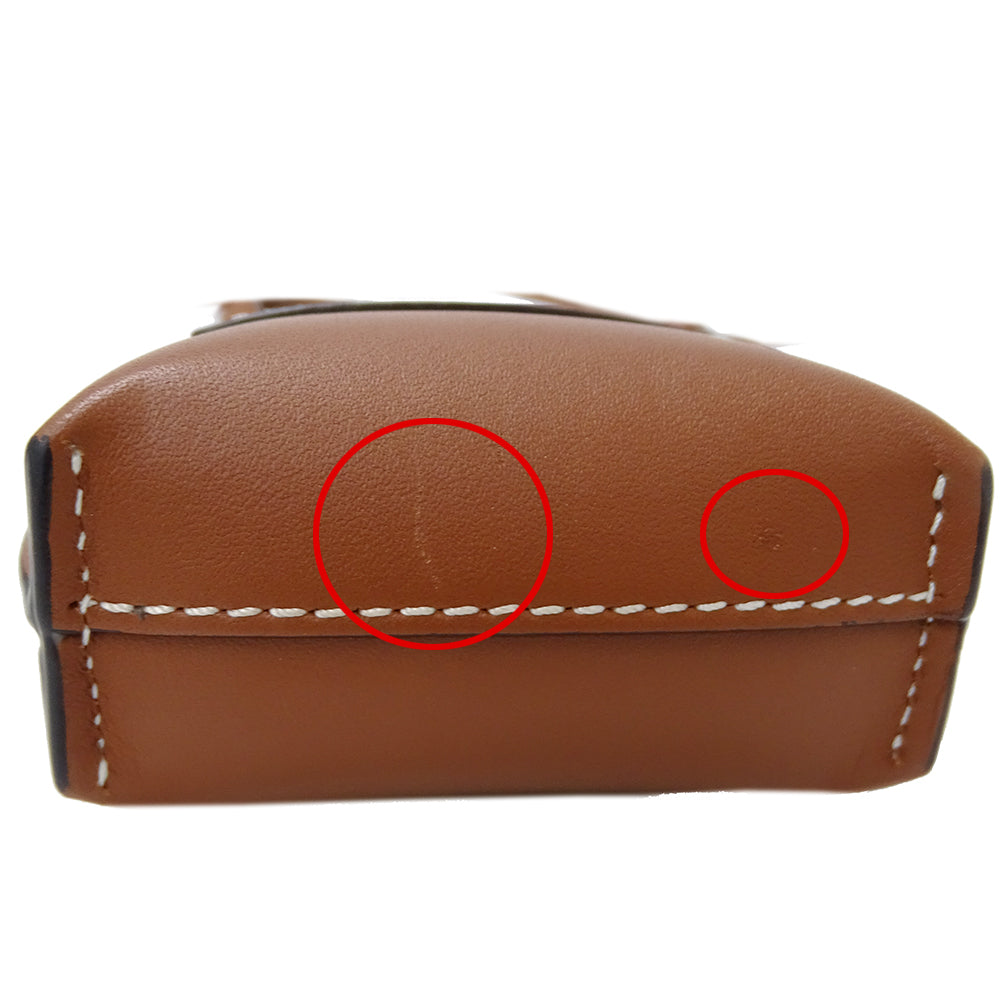 LOEWE ロエベ ゲートポケット ショルダーバッグ アナグラム ブラウン レザー レディース 【中古】