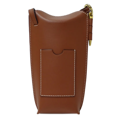 LOEWE ロエベ ゲートポケット ショルダーバッグ アナグラム ブラウン レザー レディース 【中古】
