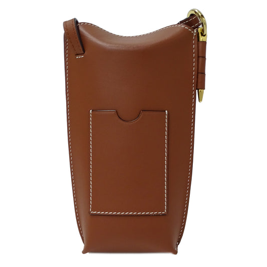 LOEWE ロエベ ゲートポケット ショルダーバッグ アナグラム ブラウン レザー レディース 【中古】
