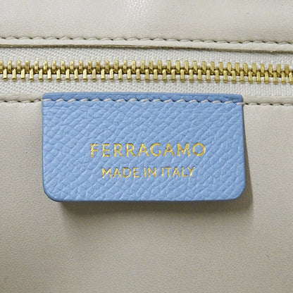 Ferragamo フェラガモ トートバッグ ニューヴァラプレート リボン ライトブルー レザー レディース 【中古】