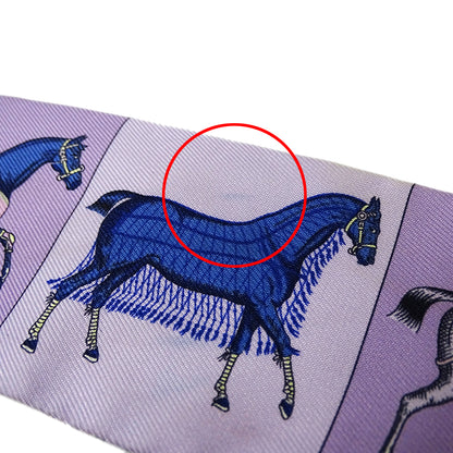 HERMES エルメス ツイリー Couvertures Nouvelle 新・馬着 スカーフ パープル イエロー シルク レディース 【中古】