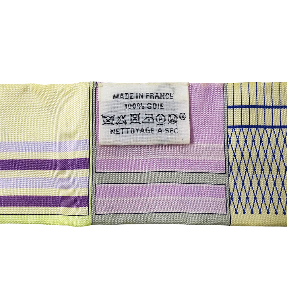 HERMES エルメス ツイリー Couvertures Nouvelle 新・馬着 スカーフ パープル イエロー シルク レディース 【中古】
