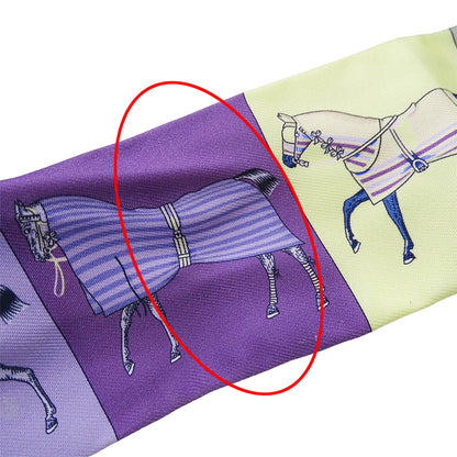 HERMES エルメス ツイリー Couvertures Nouvelle 新・馬着 スカーフ パープル イエロー シルク レディース 【中古】
