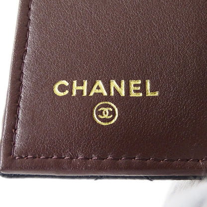 CHANEL シャネル 三つ折り財布 マトラッセ ブラック ゴールド金具 キャビアスキン レディース 【中古】