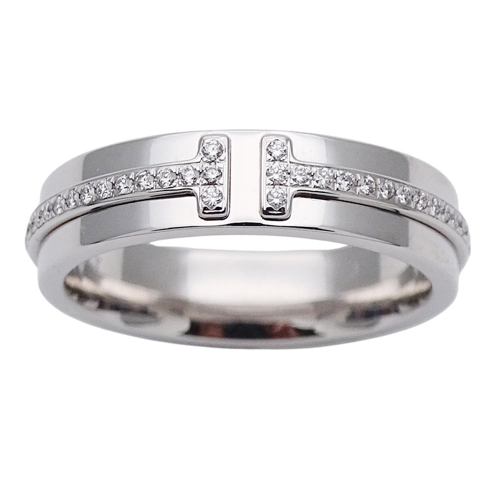 TIFFANY&Co. ティファニー T TWO ナロー リング 指輪 750WG 約8号 ホワイトゴールド レディース 磨き済み【中古】
