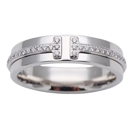TIFFANY&Co. ティファニー T TWO ナロー リング 指輪 750WG 約8号 ホワイトゴールド レディース 磨き済み【中古】