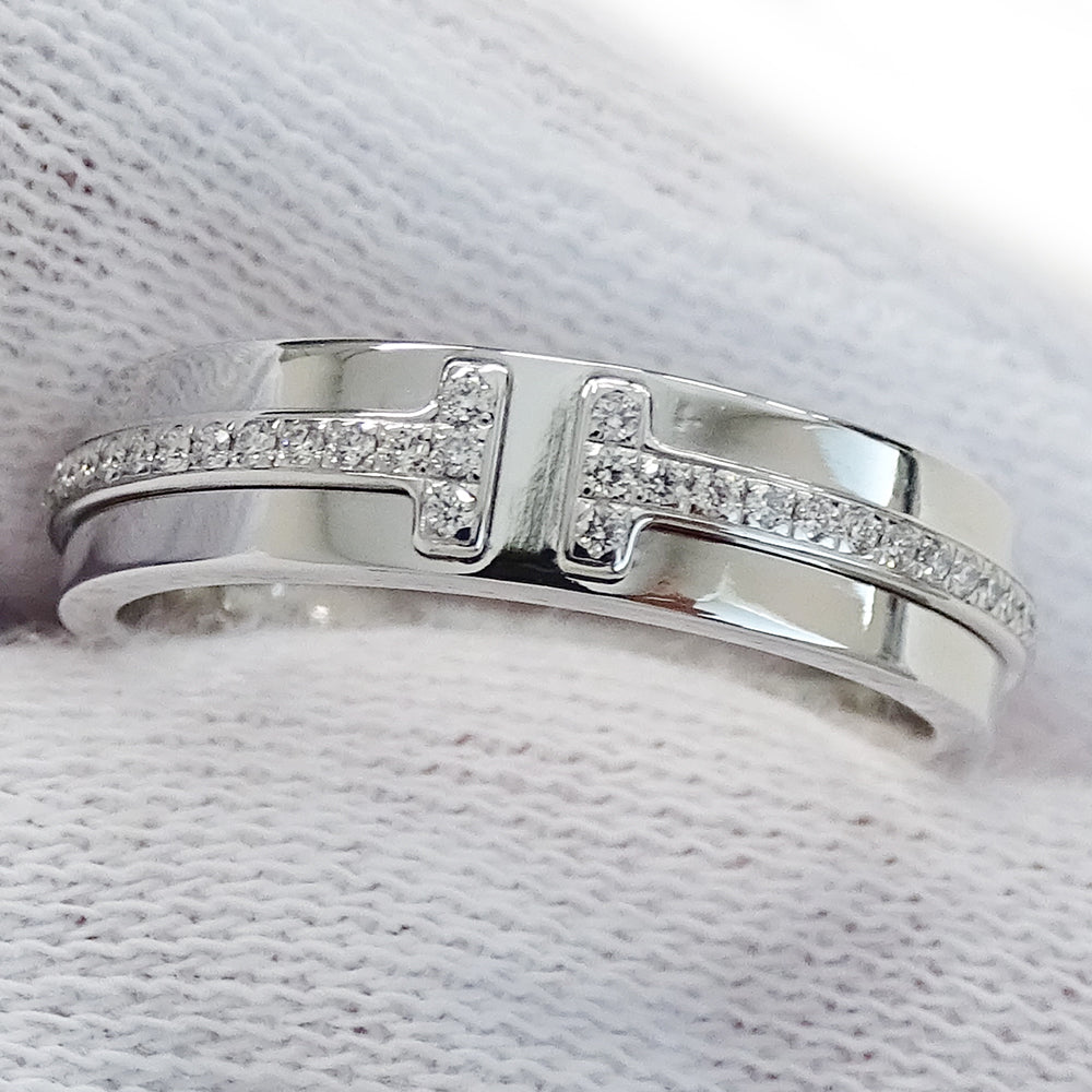 TIFFANY&Co. ティファニー T TWO ナロー リング 指輪 750WG 約8号 ホワイトゴールド レディース 磨き済み【中古】