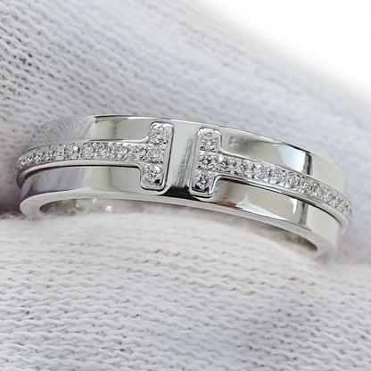 TIFFANY&Co. ティファニー T TWO ナロー リング 指輪 750WG 約8号 ホワイトゴールド レディース 磨き済み【中古】