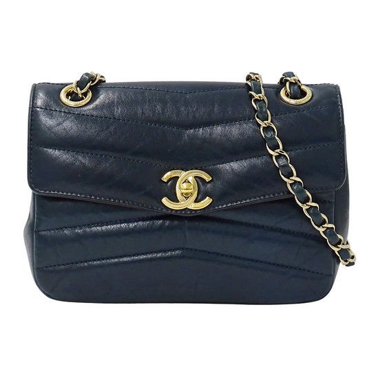 CHANEL シャネル ショルダーバッグ ブルーグリーン ゴールド金具 レザー レディース 【中古】