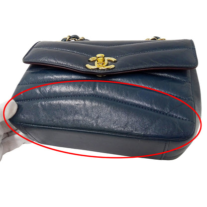 CHANEL シャネル ショルダーバッグ ブルーグリーン ゴールド金具 レザー レディース 【中古】