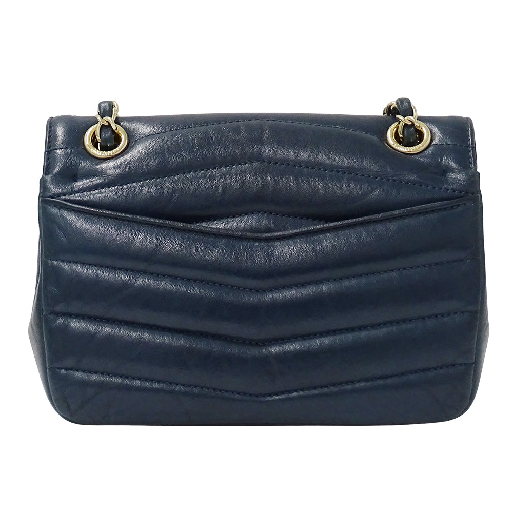 CHANEL シャネル ショルダーバッグ ブルーグリーン ゴールド金具 レザー レディース 【中古】