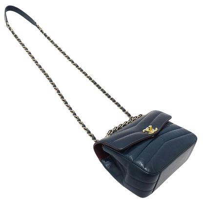 CHANEL シャネル ショルダーバッグ ブルーグリーン ゴールド金具 レザー レディース 【中古】