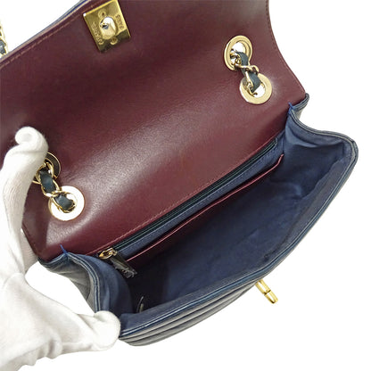 CHANEL シャネル ショルダーバッグ ブルーグリーン ゴールド金具 レザー レディース 【中古】