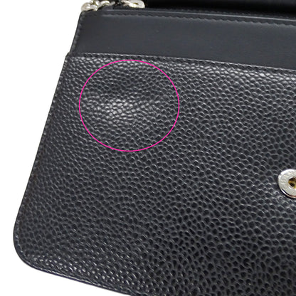 CHANEL シャネル ココマーク ショルダーウォレット ブラック シルバー金具 A48654 キャビアスキン レディース 【中古】