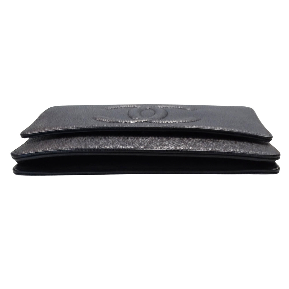 CHANEL シャネル ココマーク ショルダーウォレット ブラック シルバー金具 A48654 キャビアスキン レディース 【中古】