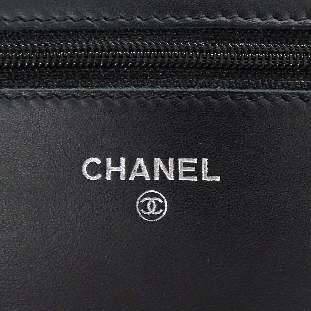 CHANEL シャネル ココマーク ショルダーウォレット ブラック シルバー金具 A48654 キャビアスキン レディース 【中古】