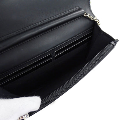CHANEL シャネル ココマーク ショルダーウォレット ブラック シルバー金具 A48654 キャビアスキン レディース 【中古】