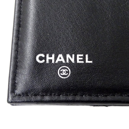 CHANEL シャネル 三つ折り財布 マトラッセ ブラック シルバー金具 キャビアスキン レディース 【中古】