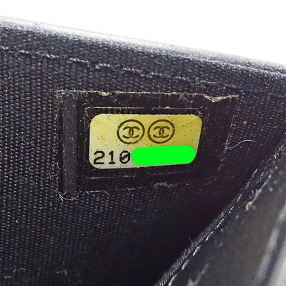 CHANEL シャネル 三つ折り財布 マトラッセ ブラック シルバー金具 キャビアスキン レディース 【中古】