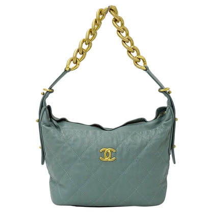 CHANEL シャネル ショルダーバッグ マトラッセ グリーン ゴールド金具 レザー レディース 【中古】