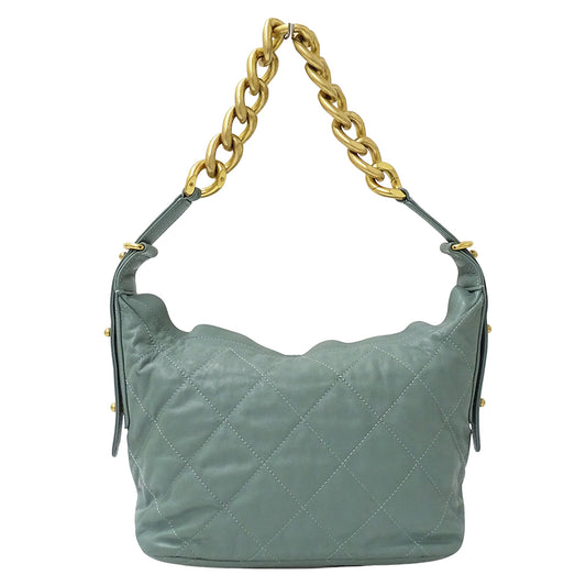 CHANEL シャネル ショルダーバッグ マトラッセ グリーン ゴールド金具 レザー レディース 【中古】
