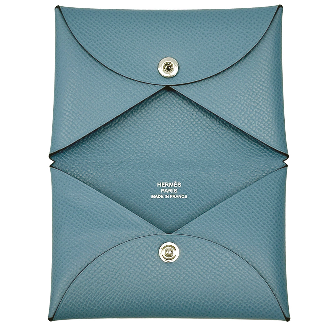 HERMES エルメス カルヴィ カードケース ブルージーン エプソン レディース メンズ □R 【中古】