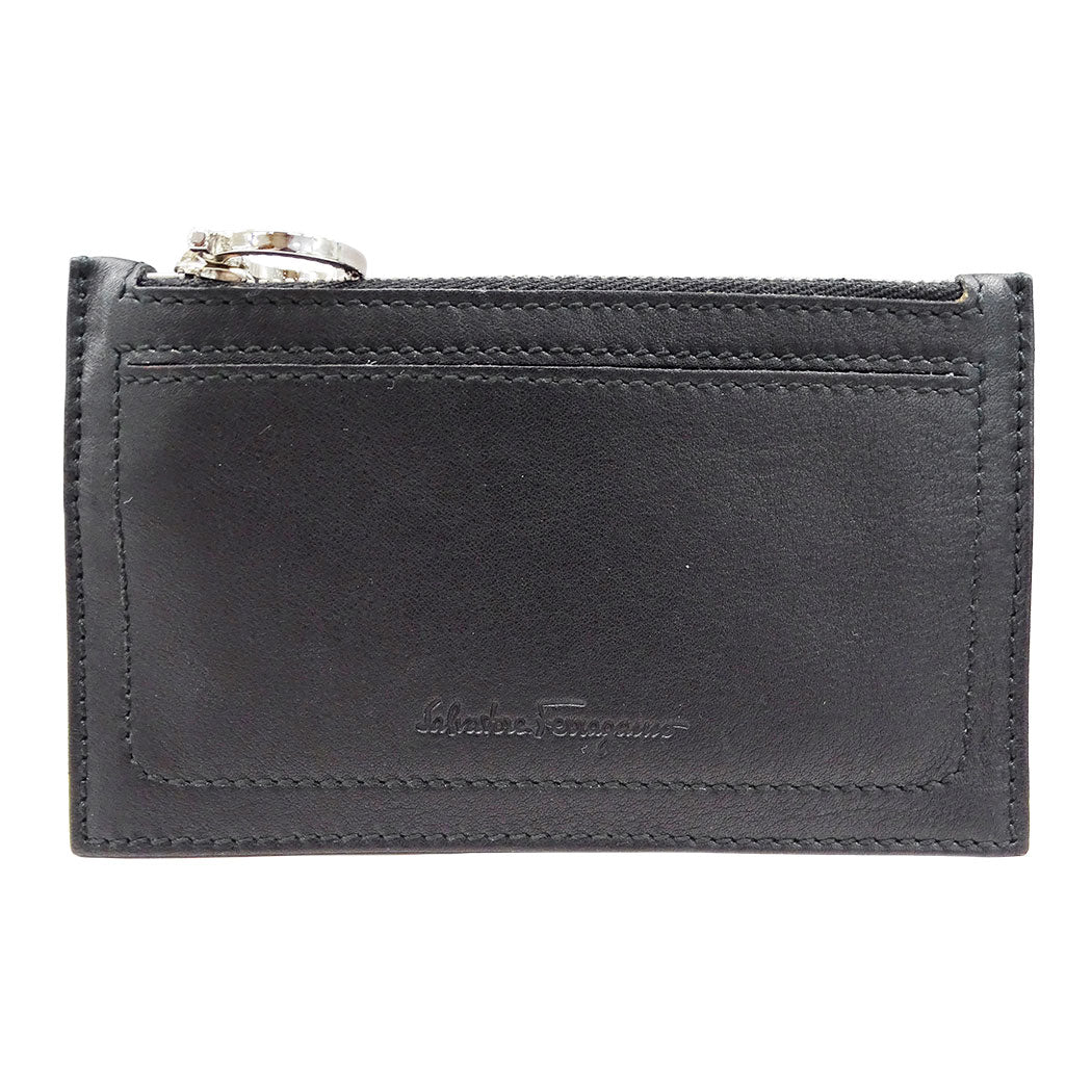 Ferragamo フェラガモ コインケース ガンチーニ ブラック レザー レディース メンズ 【中古】