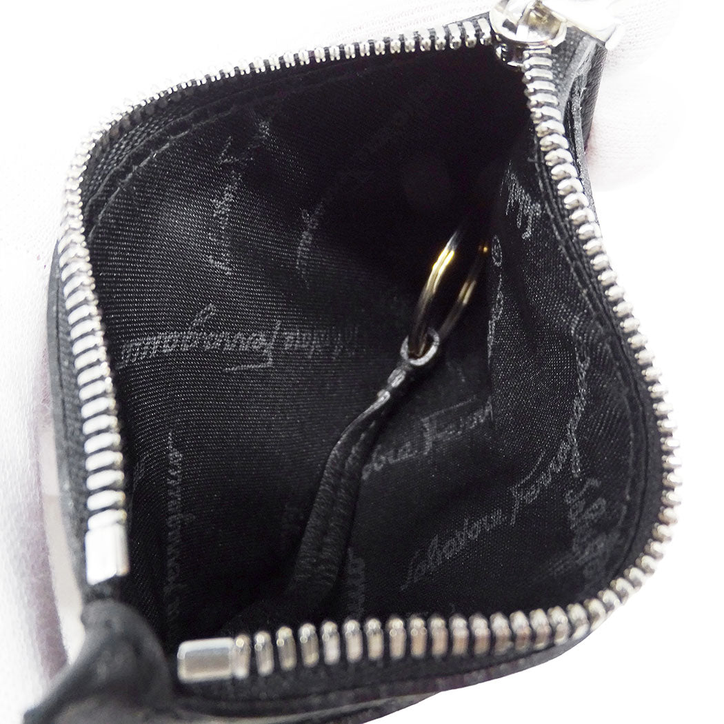 Ferragamo フェラガモ コインケース ガンチーニ ブラック レザー レディース メンズ 【中古】