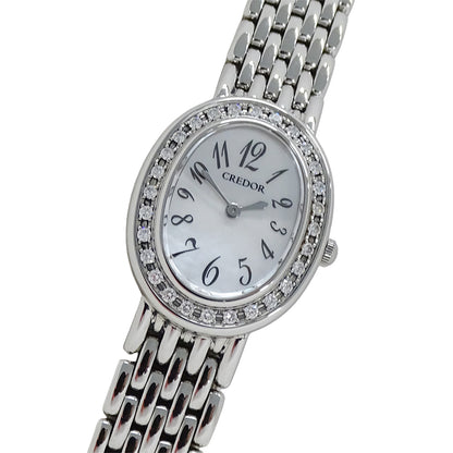 SEIKO セイコー クレドール シグノ 1E70-0AB0 GSTE919 レディース 腕時計 ダイヤ シェル クオーツ QZ SS 磨き済み【中古】