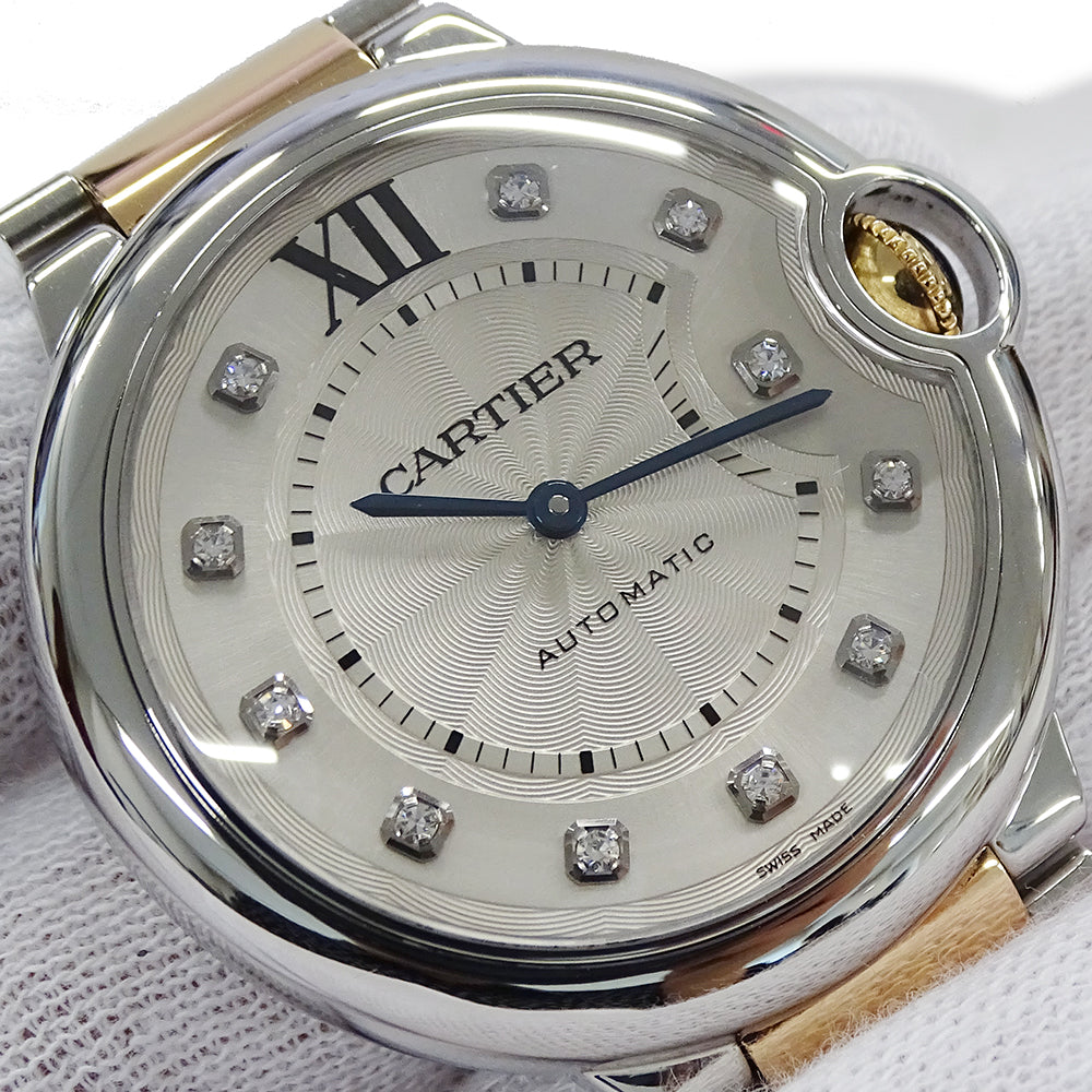 Cartier カルティエ バロンブルー WE902031 ボーイズ 腕時計 11Pダイヤモンド 自動巻き AT SS PG 磨き済み【中古】