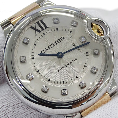 Cartier カルティエ バロンブルー WE902031 ボーイズ 腕時計 11Pダイヤモンド 自動巻き AT SS PG 磨き済み【中古】