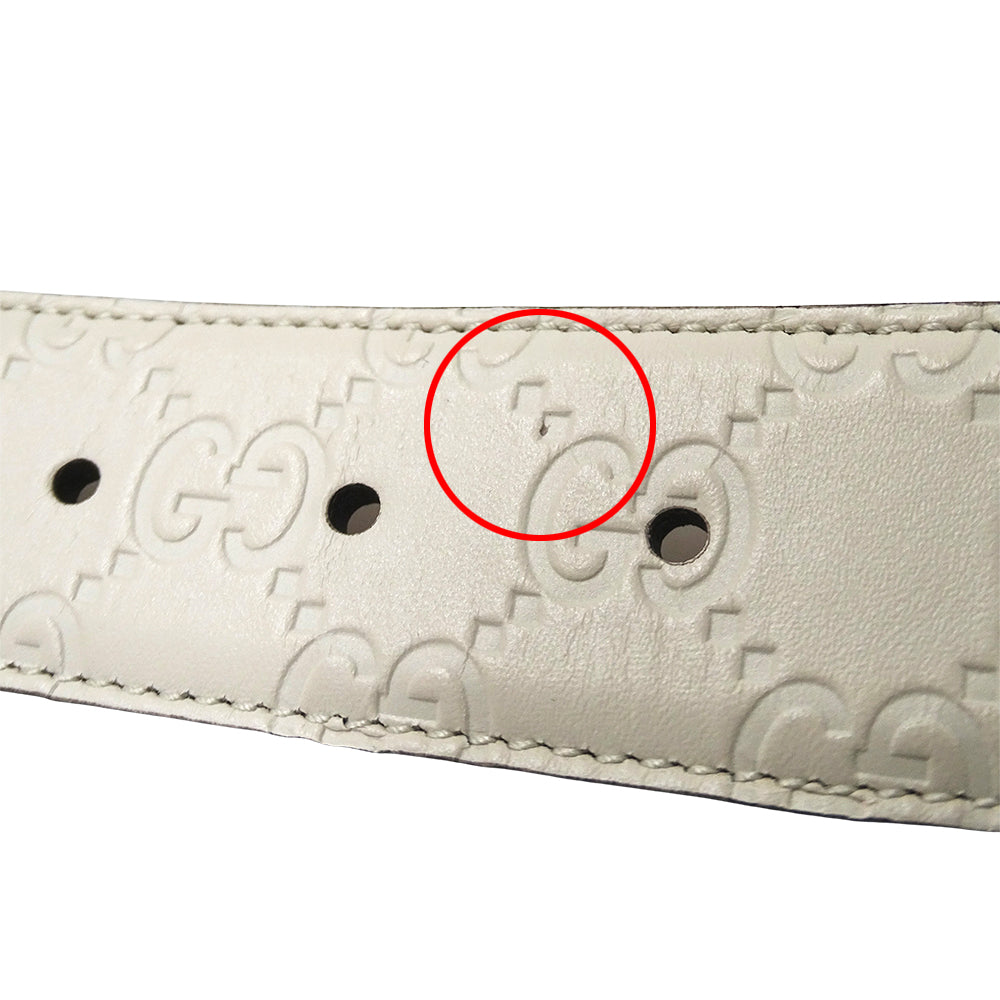 GUCCI グッチ ベルト インターロッキングG グッチシマ ホワイト 370543 レザー レディース 【中古】