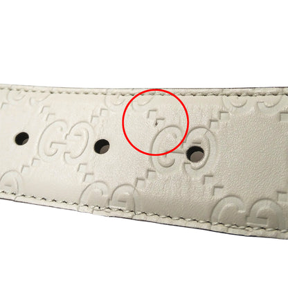 GUCCI グッチ ベルト インターロッキングG グッチシマ ホワイト 370543 レザー レディース 【中古】