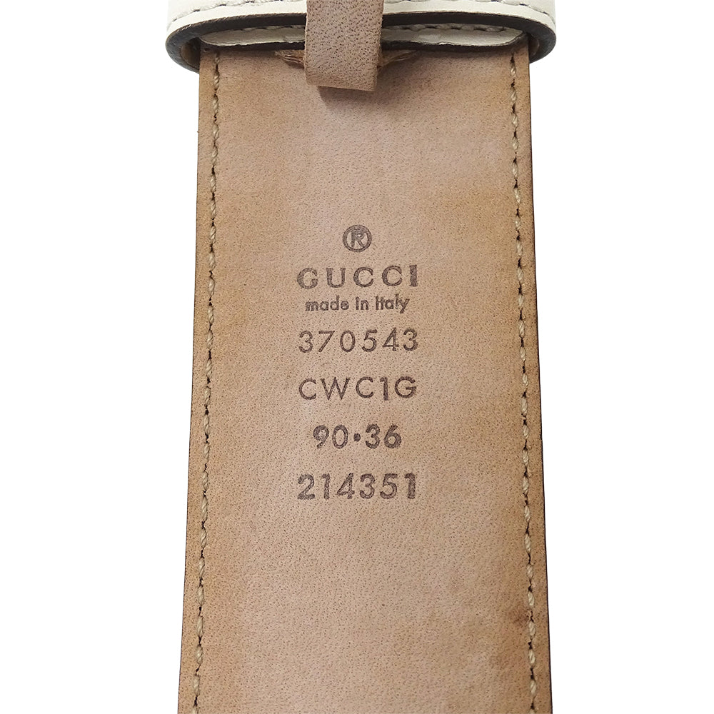 GUCCI グッチ ベルト インターロッキングG グッチシマ ホワイト 370543 レザー レディース 【中古】