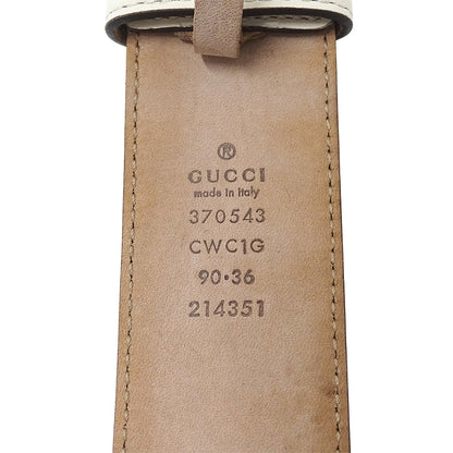 GUCCI グッチ ベルト インターロッキングG グッチシマ ホワイト 370543 レザー レディース 【中古】
