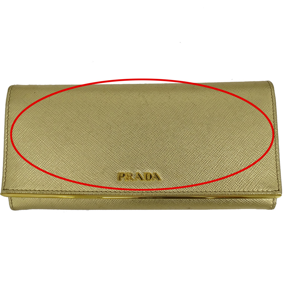 PRADA プラダ 長財布 メタル ゴールド 1MH132 レディース 【中古】
