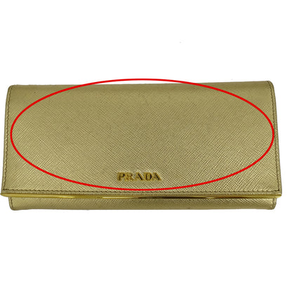 PRADA プラダ 長財布 メタル ゴールド 1MH132 レディース 【中古】
