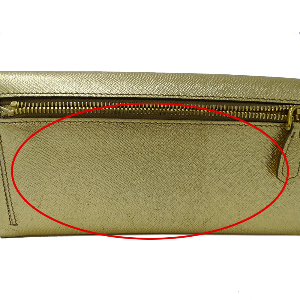 PRADA プラダ 長財布 メタル ゴールド 1MH132 レディース 【中古】