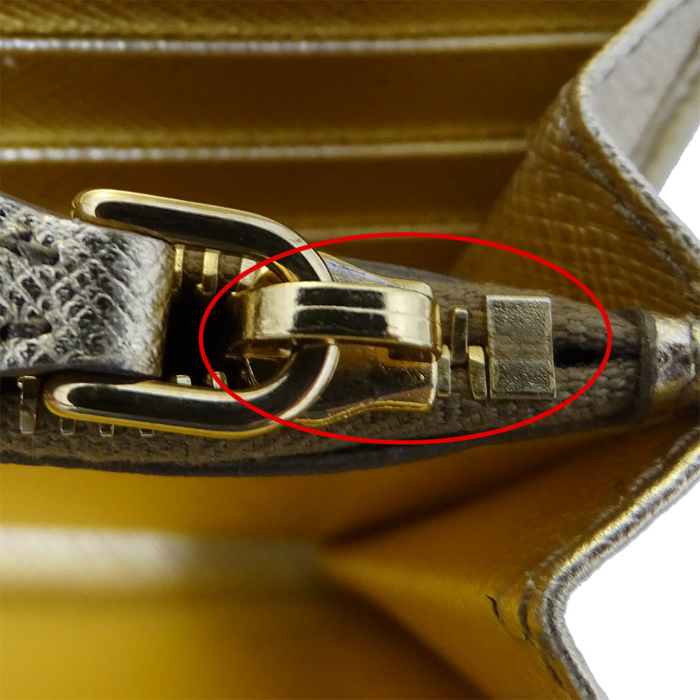PRADA プラダ 長財布 メタル ゴールド 1MH132 レディース 【中古】