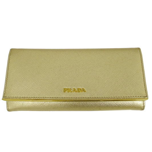 PRADA プラダ 長財布 メタル ゴールド 1MH132 レディース 【中古】