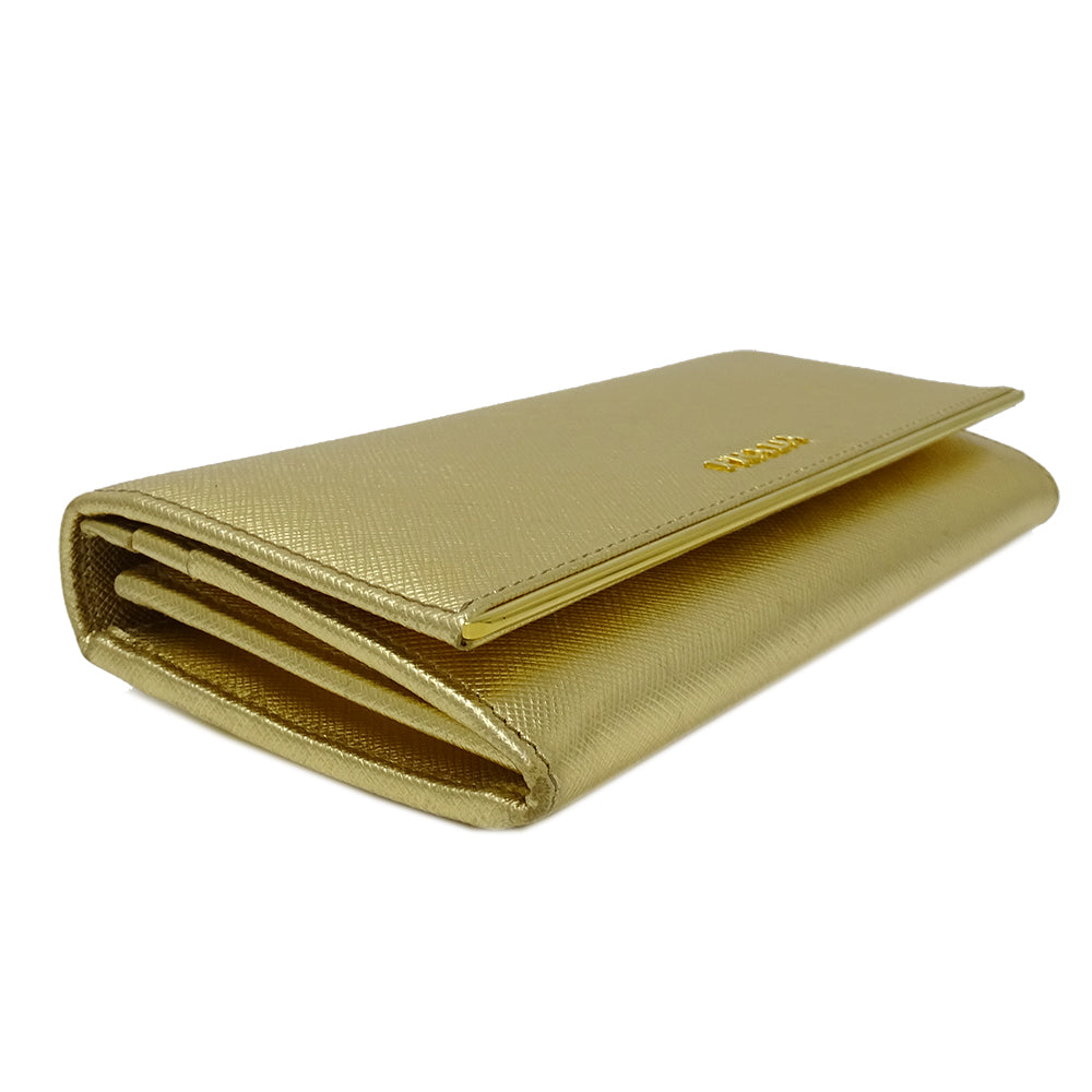 PRADA プラダ 長財布 メタル ゴールド 1MH132 レディース 【中古】