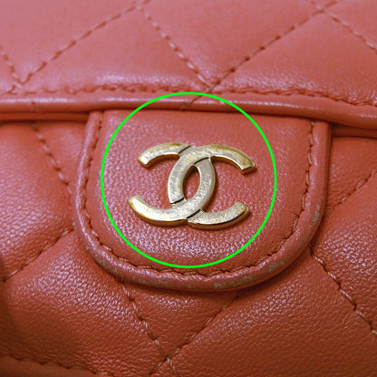 CHANEL シャネル 三つ折り財布 マトラッセ ピンク ゴールド金具 ラムスキン レディース 【中古】