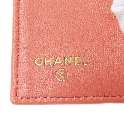 CHANEL シャネル 三つ折り財布 マトラッセ ピンク ゴールド金具 ラムスキン レディース 【中古】