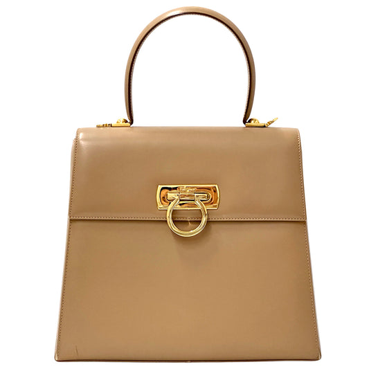 Ferragamo フェラガモ ハンドバッグ ガンチーニ ベージュ レザー レディース 【中古】