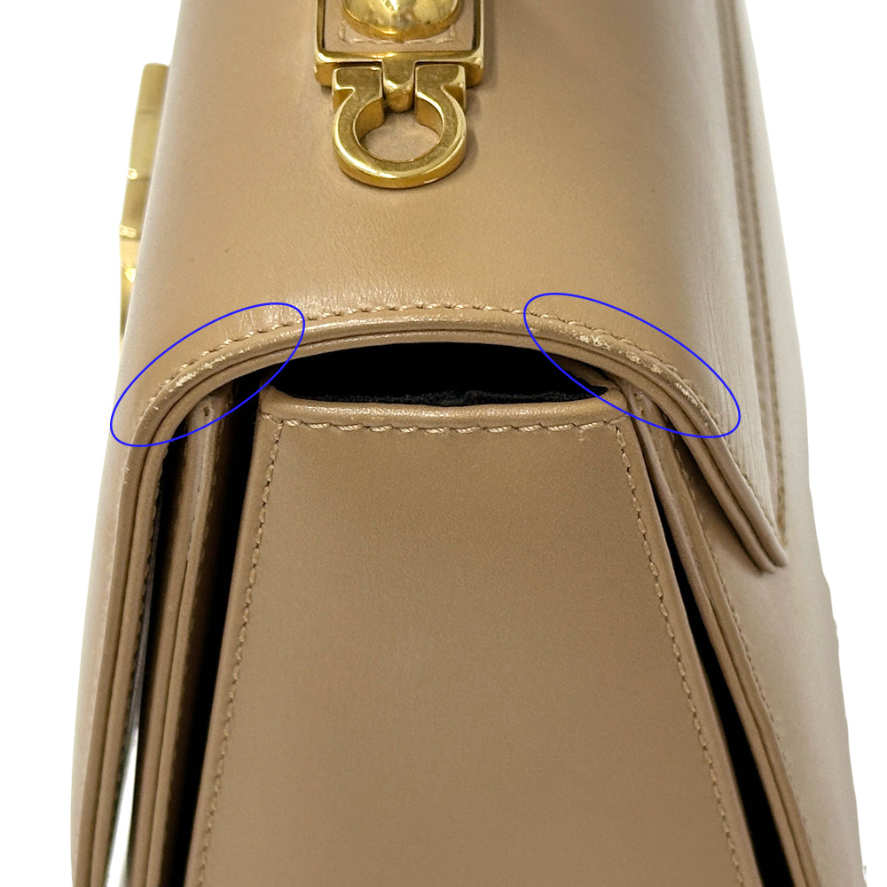 Ferragamo フェラガモ ハンドバッグ ガンチーニ ベージュ レザー レディース 【中古】